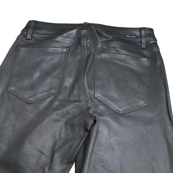 Level 99 Womens Size 27 Coated Black Skinny Jeans Leather Look‎ Bikercore Baddie - Picture 9 of 10